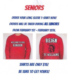 Senior Shirts Orders due by Feb 12th